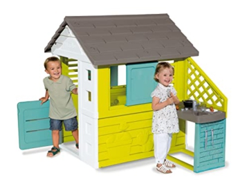 Smoby – Pretty Haus - Spielhaus für Kinder für drinnen und draußen, mit Küche und Küchenspielzeug (17 teilig), Gartenhaus für Jungen und Mädchen ab 2 Jahren - 6