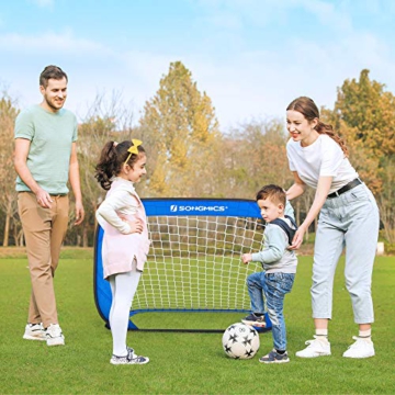 SONGMICS Fußballtor für Kinder, faltbar, Garten, Park, Strand, Gestell aus Stahldrähten, Haltestangen aus Glasfaserstäben, Oxford-Gewebe und Polyester, blau-schwarz SZQ121Q01 - 3