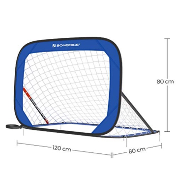 SONGMICS Fußballtor für Kinder, faltbar, Garten, Park, Strand, Gestell aus Stahldrähten, Haltestangen aus Glasfaserstäben, Oxford-Gewebe und Polyester, blau-schwarz SZQ121Q01 - 4