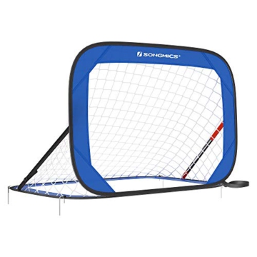 SONGMICS Fußballtor für Kinder, faltbar, Garten, Park, Strand, Gestell aus Stahldrähten, Haltestangen aus Glasfaserstäben, Oxford-Gewebe und Polyester, blau-schwarz SZQ121Q01 - 1