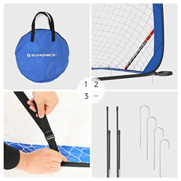 SONGMICS Fußballtor für Kinder, faltbar, Garten, Park, Strand, Gestell aus Stahldrähten, Haltestangen aus Glasfaserstäben, Oxford-Gewebe und Polyester, blau-schwarz SZQ121Q01 - 5
