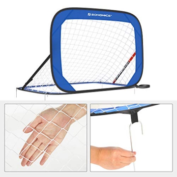 SONGMICS Fußballtor für Kinder, faltbar, Garten, Park, Strand, Gestell aus Stahldrähten, Haltestangen aus Glasfaserstäben, Oxford-Gewebe und Polyester, blau-schwarz SZQ121Q01 - 6