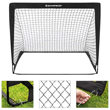 SONGMICS Fußballtore für Kinder, 2er Set, Pop-up, schneller Aufbau, Garten, Park, Strand, Gerüst aus Glasfaserstäben, Oxford-Gewebe und Polyesternetz, schwarz SZQ122B02 - 4