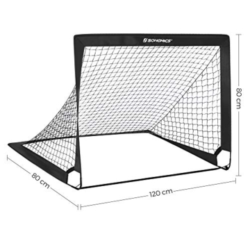 SONGMICS Fußballtore für Kinder, 2er Set, Pop-up, schneller Aufbau, Garten, Park, Strand, Gerüst aus Glasfaserstäben, Oxford-Gewebe und Polyesternetz, schwarz SZQ122B02 - 5