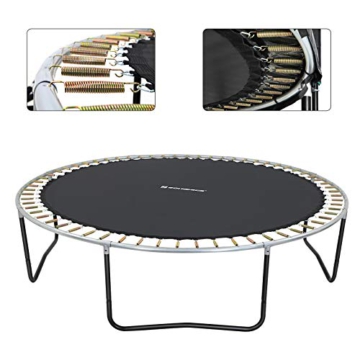 SONGMICS Trampolin 366 cm, rundes Gartentrampolin mit Sicherheitsnetz und Leiter, gepolstertes Gestell, für Kinder und Erwachsene, schwarz-dunkelgrün STR123C01 - 3