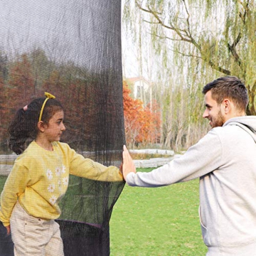 SONGMICS Trampolin Ø 244 cm, rundes Gartentrampolin mit Sicherheitsnetz, mit Leiter und gepolsterten Stangen, Sicherheitsabdeckung, TÜV Rheinland getestet, sicher, Outdoor, schwarz-pink STR081P01 - 9