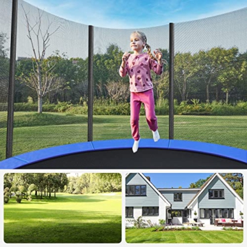 SONGMICS Trampolin Ø 305 cm, rundes Gartentrampolin mit Sicherheitsnetz, mit Leiter und gepolsterten Stangen, Sicherheitsabdeckung, TÜV Rheinland getestet, sicher, Outdoor, schwarz, blau STR10FT - 3