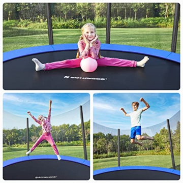 SONGMICS Trampolin Ø 305 cm, rundes Gartentrampolin mit Sicherheitsnetz, mit Leiter und gepolsterten Stangen, Sicherheitsabdeckung, TÜV Rheinland getestet, sicher, Outdoor, schwarz, blau STR10FT - 4