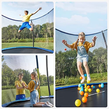 SONGMICS Trampolin Ø 305 cm, rundes Gartentrampolin mit Sicherheitsnetz, mit Leiter und gepolsterten Stangen, Sicherheitsabdeckung, TÜV Rheinland getestet, sicher, Outdoor, schwarz, blau STR10BK - 4