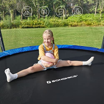 SONGMICS Trampolin Ø 305 cm, rundes Gartentrampolin mit Sicherheitsnetz, mit Leiter und gepolsterten Stangen, Sicherheitsabdeckung, TÜV Rheinland getestet, sicher, Outdoor, schwarz, blau STR10BK - 8