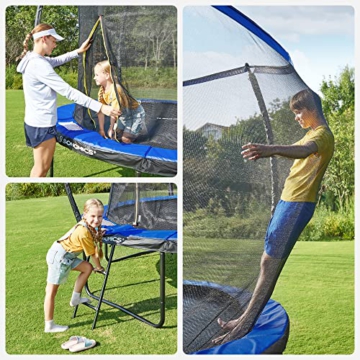 SONGMICS Trampolin Ø 305 cm, rundes Gartentrampolin mit Sicherheitsnetz, mit Leiter und gepolsterten Stangen, Sicherheitsabdeckung, TÜV Rheinland getestet, sicher, Outdoor, schwarz, blau STR10BK - 9