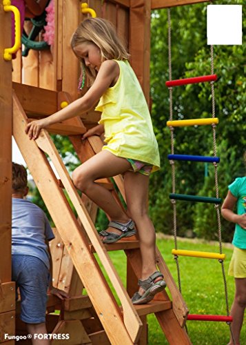 Spielandschaft MAXI FUN GYM Podesthöhe 145/125 cm mit 2,90 m Rutsche Schaukel Brücke - 3