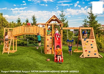 Spielandschaft MAXI FUN GYM Podesthöhe 145/125 cm mit 2,90 m Rutsche Schaukel Brücke - 1