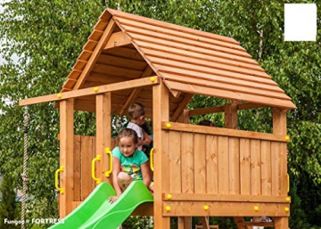 Spielandschaft MAXI FUN GYM Podesthöhe 145/125 cm mit 2,90 m Rutsche Schaukel Brücke - 5