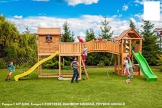 Spielanlage Spielturm "SIZED PLAZA" 145cm Podest Rutsche 290, Schaukel und Holz Fungoo - 1