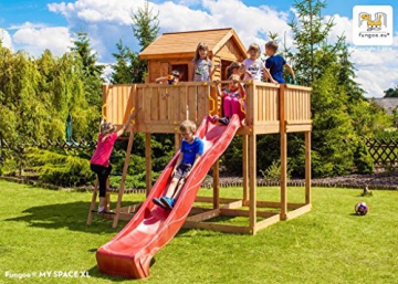 Spielhaus MYSPACE XL aus Holz Kinderspielhaus Gartenhaus Kletterturm Rutsche - 1