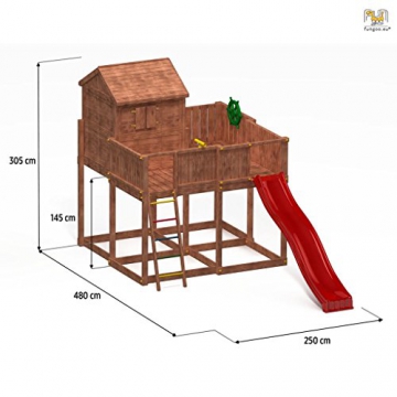 Spielhaus MYSPACE XL aus Holz Kinderspielhaus Gartenhaus Kletterturm Rutsche - 2
