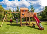 Spielhaus MYSPACE XL -Move- Podesthöhe 145 cm mit 2,90 m Rutsche Doppelschaukel - 1