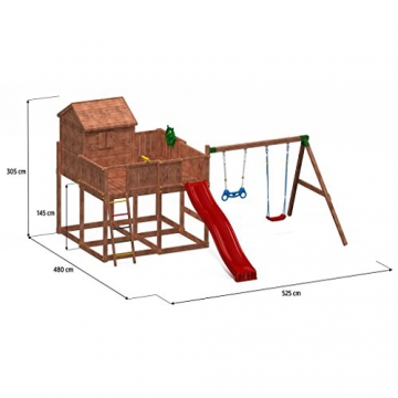 Spielhaus MYSPACE XL -Move- Podesthöhe 145 cm mit 2,90 m Rutsche Doppelschaukel - 2