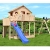 Spielturm Baumhaus Stelzenhaus Spielhaus Sandkasten + Rutsche + Schaukeln 2,0m Podesthöhe (einfacher Schaukelanbau) - 