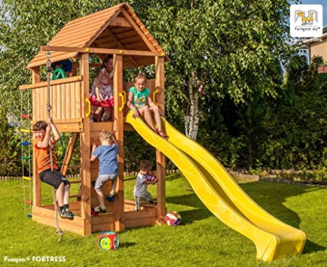 Spielturm FORTRESS Kletterturm mit 2,9 m Rutsche Sandkasten Kletterwand und vielen Klettermöglichkeiten - 1