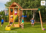 Spielturm FORTRESS MOVE Kletterturm Rutsche Sandkasten Kletterwand Schaukel - 1