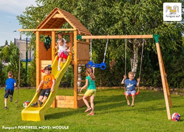 Spielturm FORTRESS MOVE Kletterturm Rutsche Sandkasten Kletterwand Schaukel - 1