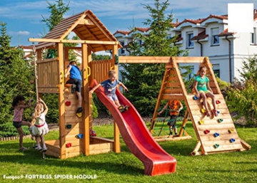 Spielturm FORTRESS-SPIDER-Podest 125/145cm, 2,90 m Rutsche und Schaukel - 1