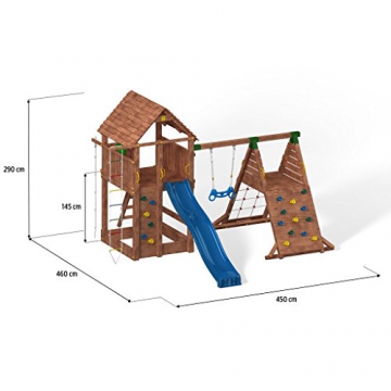 Spielturm FORTRESS-SPIDER-Podest 125/145cm, 2,90 m Rutsche und Schaukel - 4