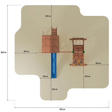 Spielturm FORTRESS-SPIDER-Podest 125/145cm, 2,90 m Rutsche und Schaukel - 5