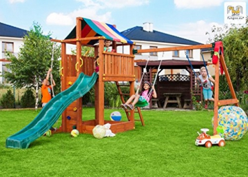 Spielturm PARADISE MOVE Kletterturm Rutsche Sandkasten Kletterwand Schaukel - 1