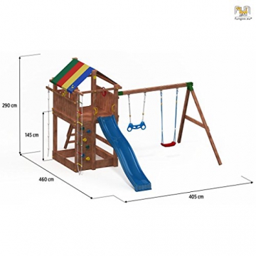 Spielturm PARADISE MOVE Kletterturm Rutsche Sandkasten Kletterwand Schaukel - 2
