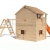 Spielturm Silverado von ISIDOR mit erweitertem Schaukelanbau - Western- Baumhaus mit Doppelschaukel, Rutsche, Kletternetz, Saloontür und Basketballkorb auf 1,50 Meter Podesthöhe - 