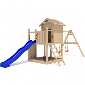 Stelzenhaus Spielturm Baumhaus Schaukel Holzspielhaus Kletterturm Rutsche - 