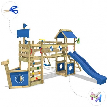 Stormflyer Spielturm Rutsche Schaukel Sandkasten blau - 