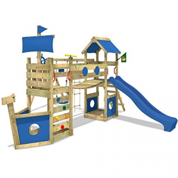 Stormflyer Spielturm Rutsche Schaukel Sandkasten blau -