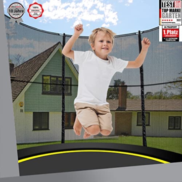 Ultrasport Garten Trampolin mit 244 cm Durchmesser, mit Elastik-Seilsystem statt Sprungfedern, kein Quietschen, belastbar bis 100 kg, Trampolin Komplettset, Farbe: schwarz - 6