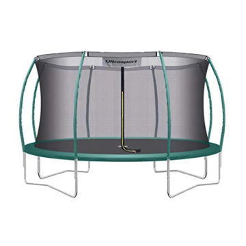 Ultrasport Garten Trampolin XL, 366cm Durchmesser, belastbar bis 150 kg, großes Outdoor Trampolin mit viel Platz und vielen Sicherheitsmerkmalen, Trampolin Komplettset, grün - 1