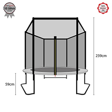 Ultrasport Gartentrampolin Jumper, Trampolin Komplettset inklusive Sprungmatte, Sicherheitsnetz, gepolsterten Netzpfosten und Randabdeckung, Ø 251 cm - 4