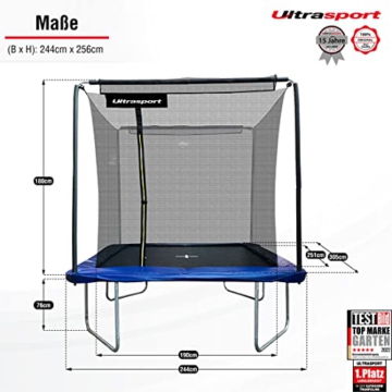 Ultrasport Rechteckiges Trampolin, aufstellbar, Trampolin mit großer Sprungfläche, viele Sicherheitsmerkmale, stabiles Outdoor-Trampolin-Gestell, in 2 Größen, ø 244x305 cm - 2