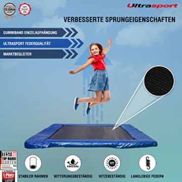 Ultrasport Rechteckiges Trampolin, aufstellbar, Trampolin mit großer Sprungfläche, viele Sicherheitsmerkmale, stabiles Outdoor-Trampolin-Gestell, in 2 Größen, ø 244x305 cm - 6