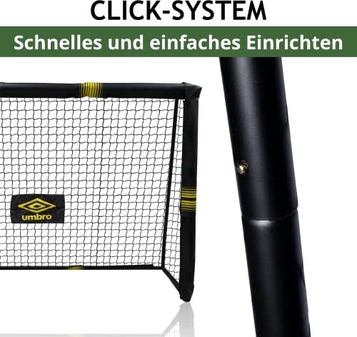 Umbro Fußballtor - 240 x 160 x 85 cm - Metall - Fußballtrainingszubehör für alle Altersgruppen - Einfache Montage - Schwarz/Gelb - 5