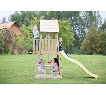 Wendi Toys Holz Spielhaus Stelzenhaus Klettergerüst Giraffe inkl. Picknicktisch, Schaukel und Rutsche gelb - 5