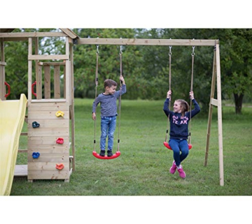 Wendi Toys Holz Spielhaus Stelzenhaus Klettergerüst Giraffe inkl. Picknicktisch, Schaukel und Rutsche gelb - 9