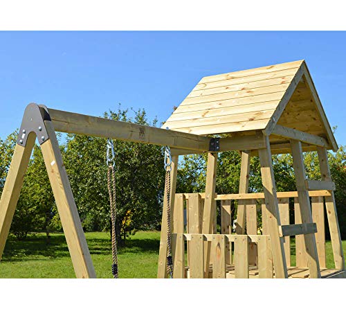 Wendi Toys Holz Spielhaus Stelzenhaus Klettergerüst Gorilla inkl. Picknicktisch, Schaukel und Rutsche rot - 5