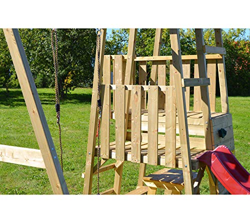 Wendi Toys Holz Spielhaus Stelzenhaus Klettergerüst Gorilla inkl. Picknicktisch, Schaukel und Rutsche rot - 6