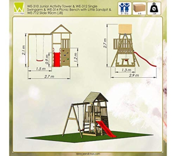 Wendi Toys Holz Spielhaus Stelzenhaus Klettergerüst Gorilla inkl. Picknicktisch, Schaukel und Rutsche rot - 8