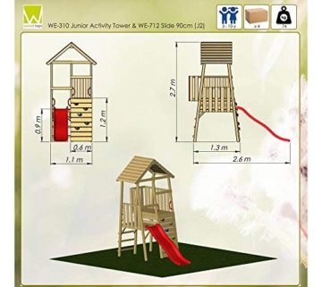 Wendi Toys Holz Spielhaus Stelzenhaus Klettergerüst Hase inkl. Rutsche rot - 8