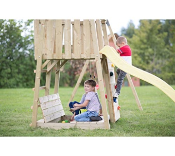 Wendi Toys Holz Spielhaus Stelzenhaus Klettergerüst Pinguin inkl. Picknicktisch, Schaukel, Rutsche gelb - 7