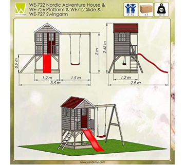 Wendi Toys Kinderspielhaus Alpaka Spielturm Stelzenhaus Baumhaus Holzhaus mit Sandkasten Veranda Schaukel und Rutsche - 8